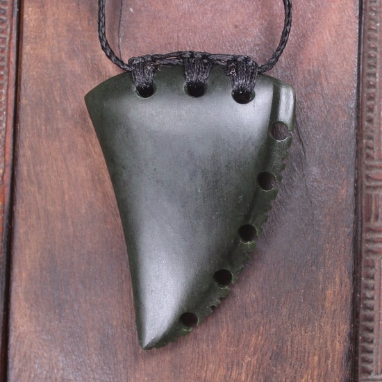 Taniwha Tooth or Niho carved from Rimu Pounamu - NZ Greenstone