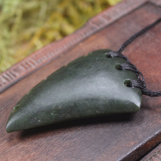 Taniwha Tooth or Niho carved from Rimu Pounamu - NZ Greenstone