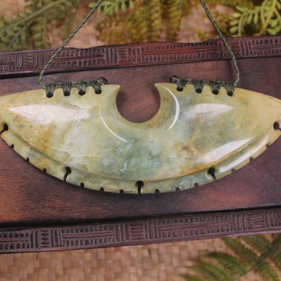 Breastplate or Shield carved from Flower Jade Pounamu - NZ Greenstone