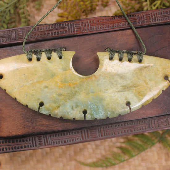 Breastplate or Shield carved from Flower Jade Pounamu - NZ Greenstone
