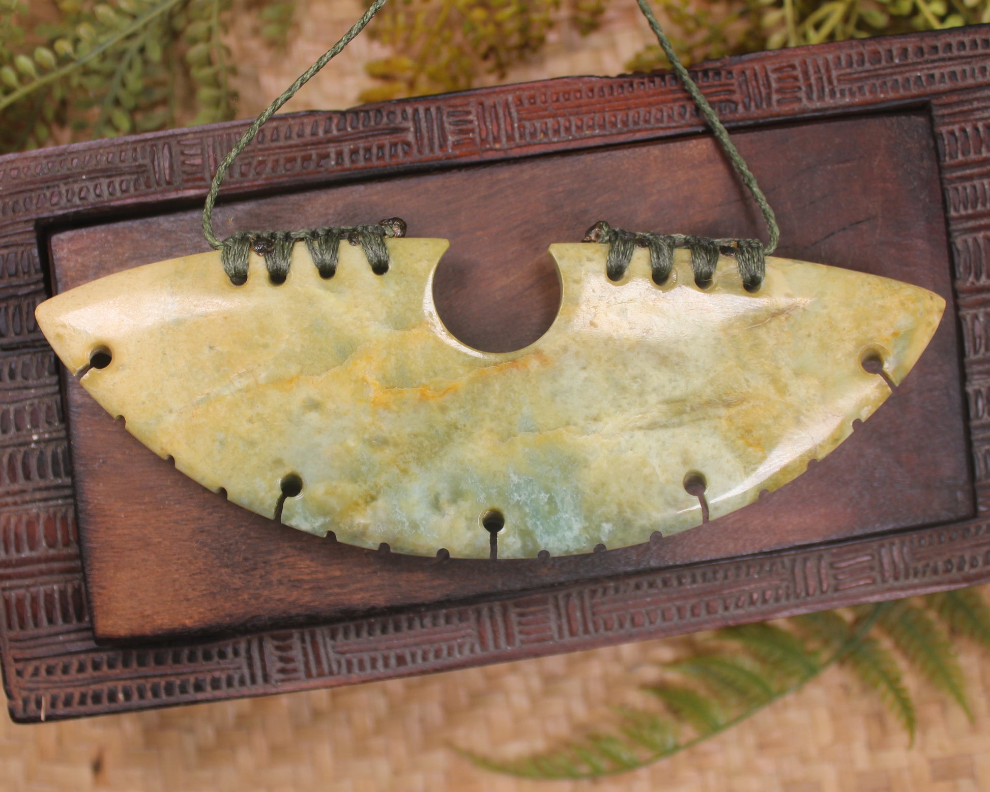 Breastplate or Shield carved from Flower Jade Pounamu - NZ Greenstone