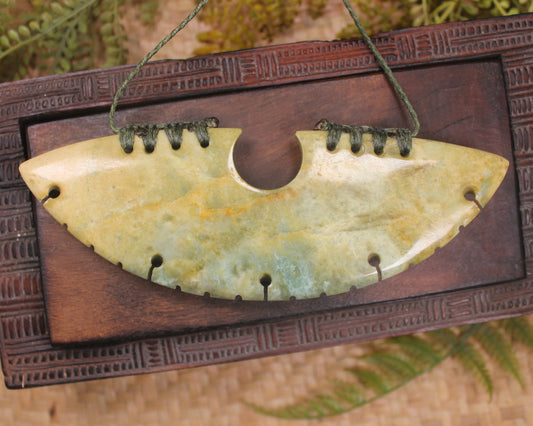 Breastplate or Shield carved from Flower Jade Pounamu - NZ Greenstone