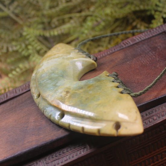 Breastplate or Shield carved from Flower Jade Pounamu - NZ Greenstone