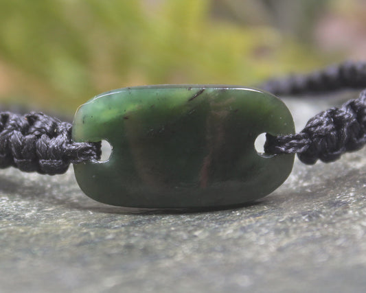 NZ Greenstone Adjustable Cord Bracelet (BH546) Rimu Pounamu