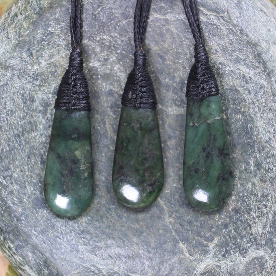 Roimata Teardrop carved from Rimu Pounamu - NZ Greenstone