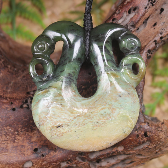 Pekapeka Pendant carved from Flower Jade Pounamu - NZ Greenstone