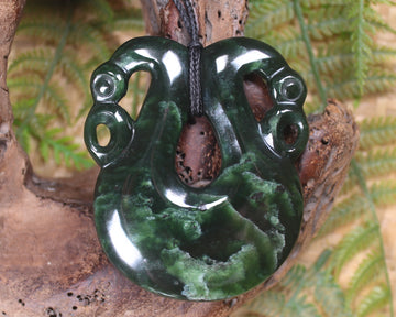 Pekapeka Pendant carved from Kawakawa Pounamu - NZ Greenstone