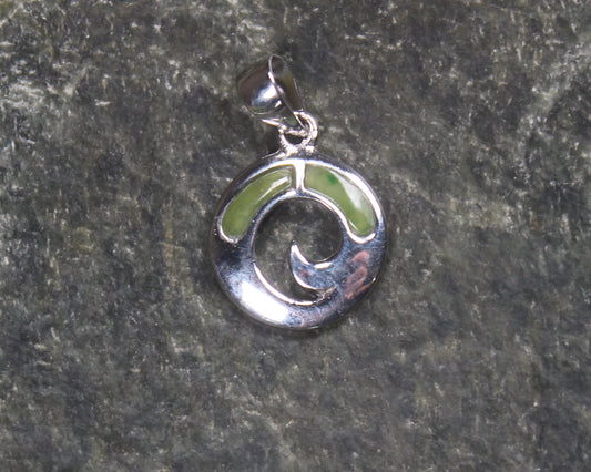 Sterling Silver and Pounamu Koru Pendant