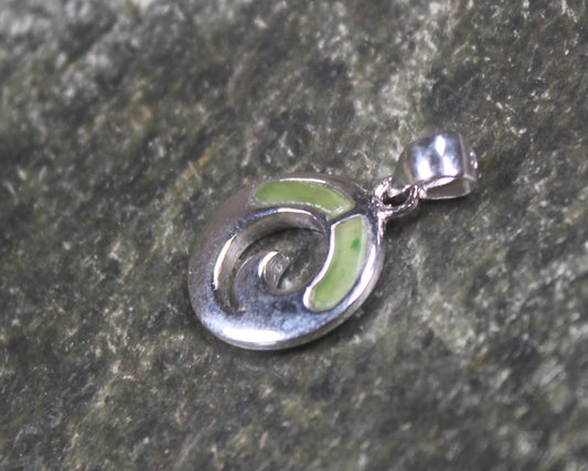 Sterling Silver and Pounamu Koru Pendant