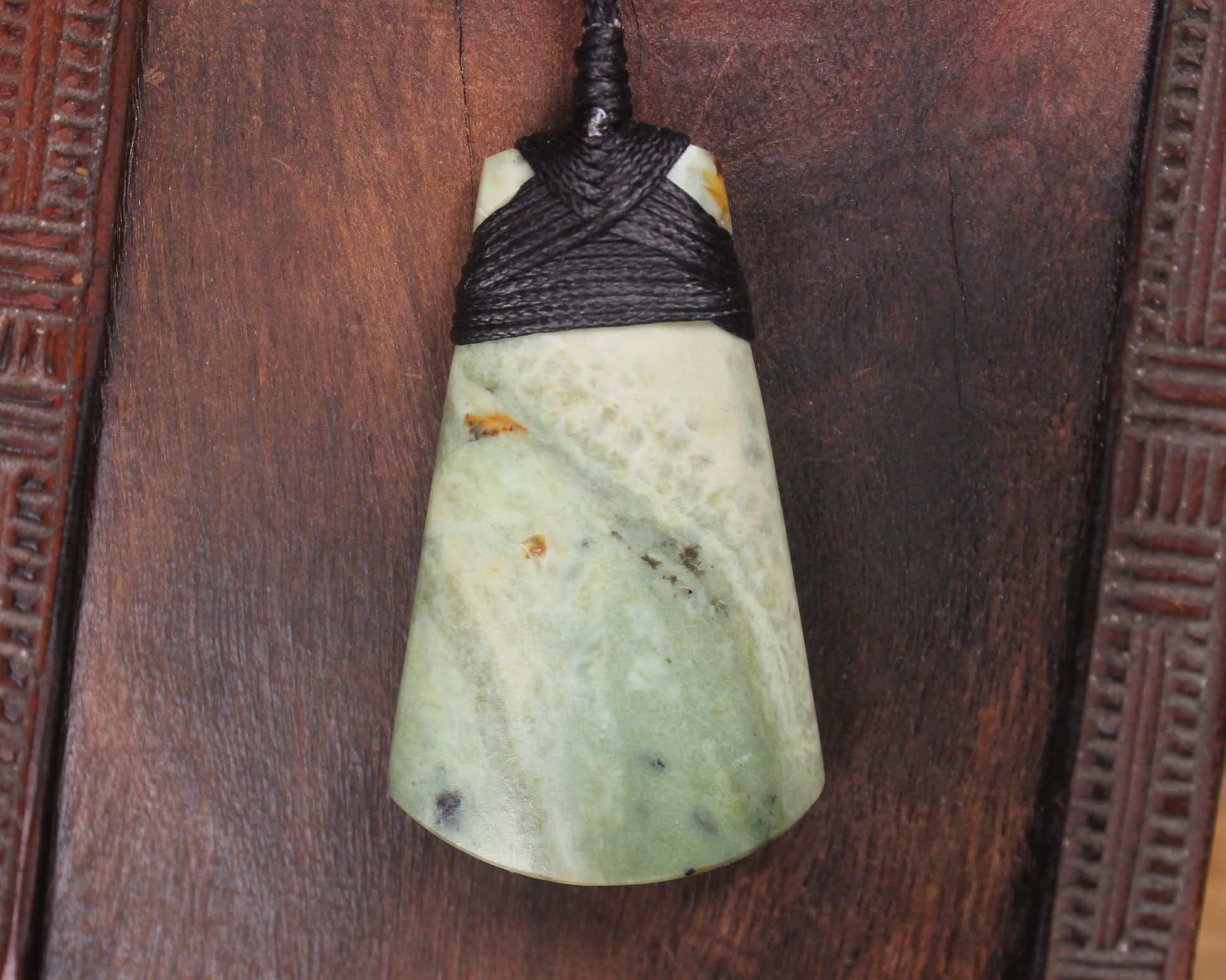 Toki or Adze Pendant carved from Flower Jade Pounamu - NZ Greenstone