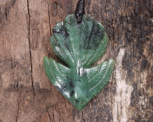 Pīwakawaka or Fantail Bird Pendant carved from Inanga Pounamu - NZ Greenstone