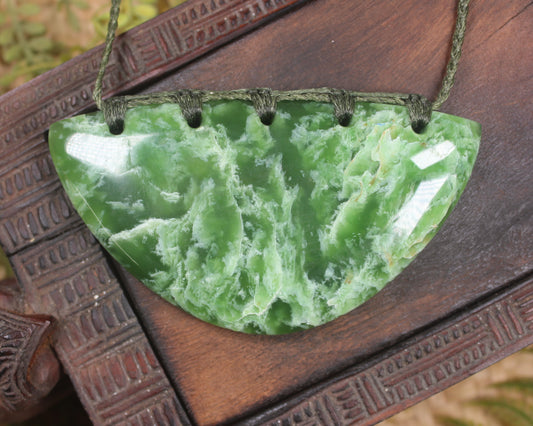 Breastplate or Shield carved from Flower Jade Pounamu - NZ Greenstone