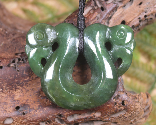 Pekapeka Pendant carved from Hapopo Pounamu - NZ Greenstone