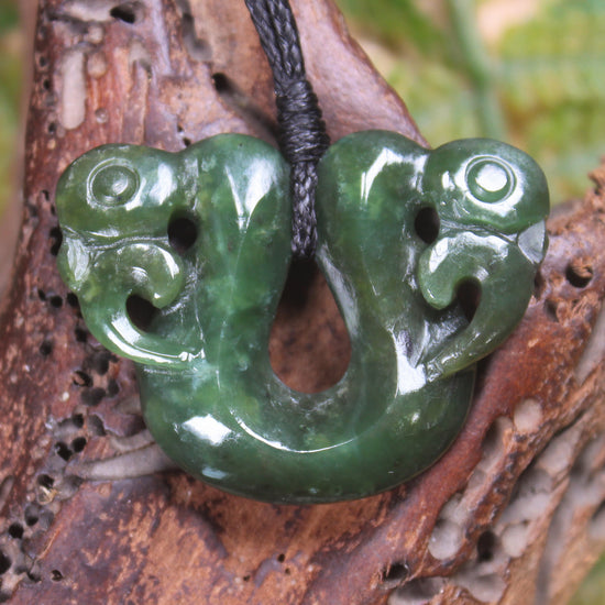 Pekapeka Pendant carved from Kawakawa Pounamu - NZ Greenstone