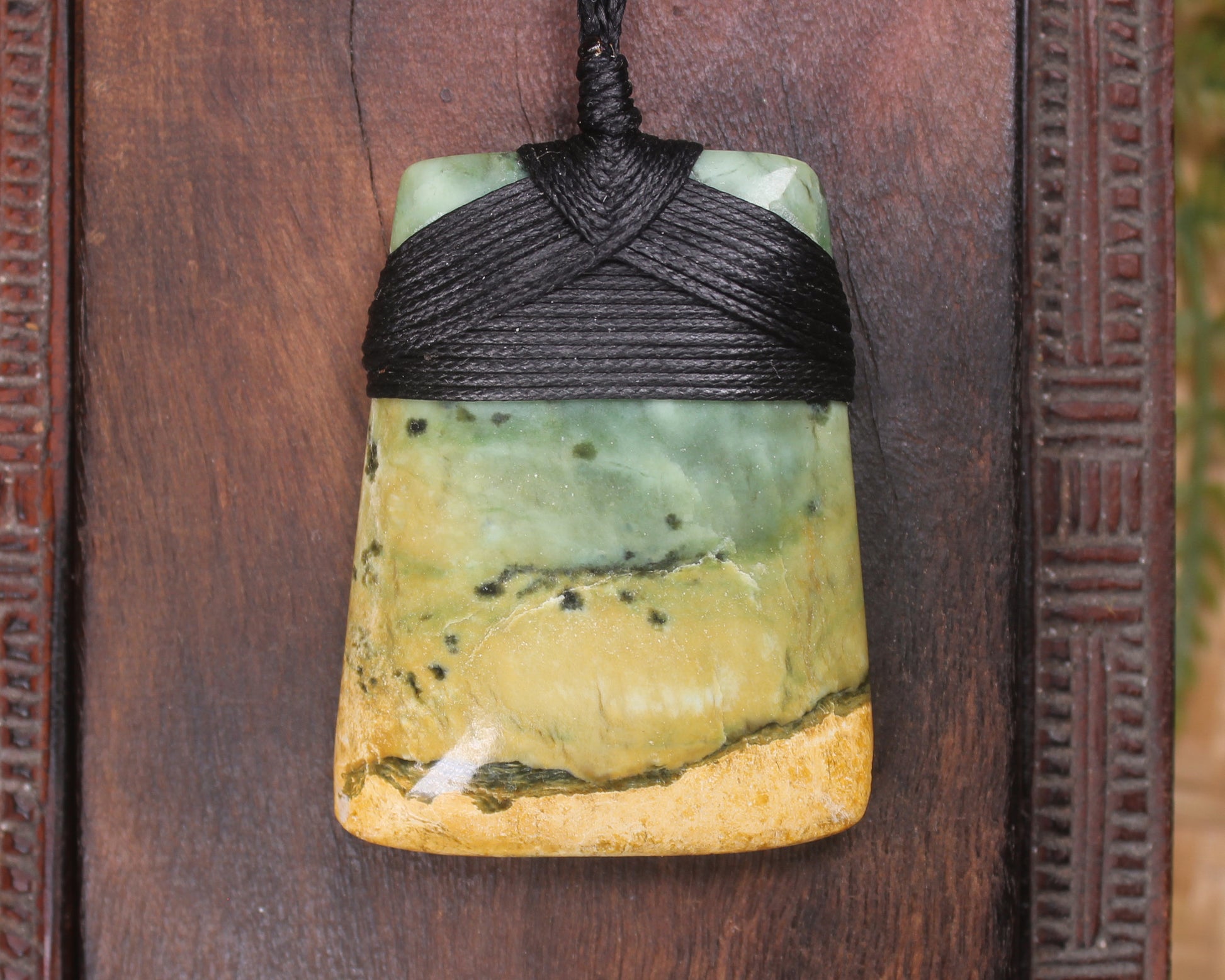 Toki or Adze Pendant carved from Flower Jade Pounamu - NZ Greenstone