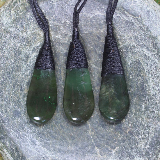 Roimata Teardrop carved from Rimu Pounamu - NZ Greenstone