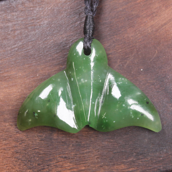 Whale tail carved from Hapopo Pounamu - NZ Greenstone
