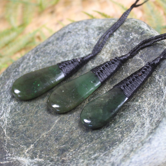 Roimata Teardrop carved from Rimu Pounamu - NZ Greenstone