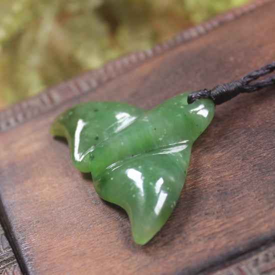 Whale tail carved from Hapopo Pounamu - NZ Greenstone
