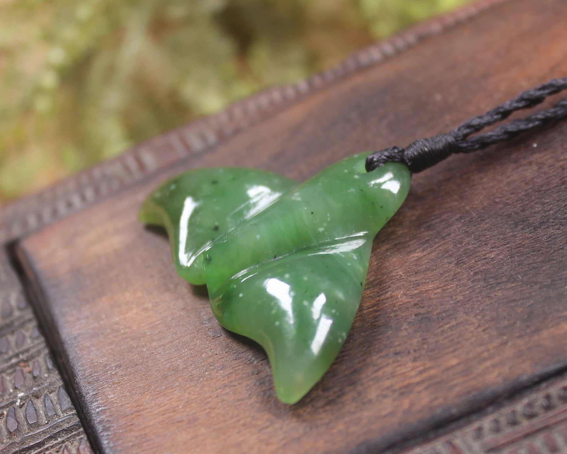 Whale tail carved from Hapopo Pounamu - NZ Greenstone
