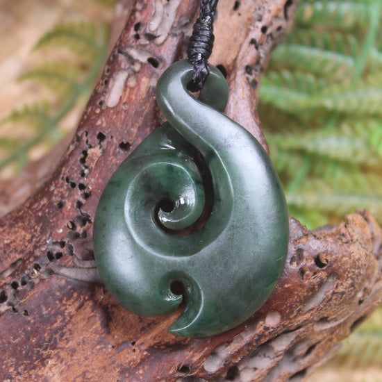 Koru Twist carved from Kawakawa Pounamu - NZ Greenstone