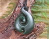 Koru Twist carved from Kawakawa Pounamu - NZ Greenstone