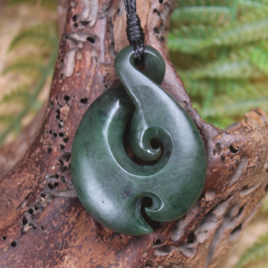 Koru Twist carved from Kawakawa Pounamu - NZ Greenstone
