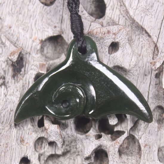 Whale Tail carved from Kawakawa Pounamu - NZ Greenstone