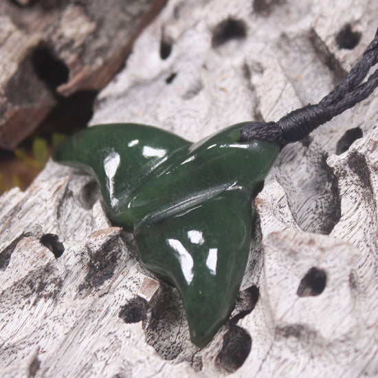 Whale Tail carved from Kawakawa Pounamu - NZ Greenstone