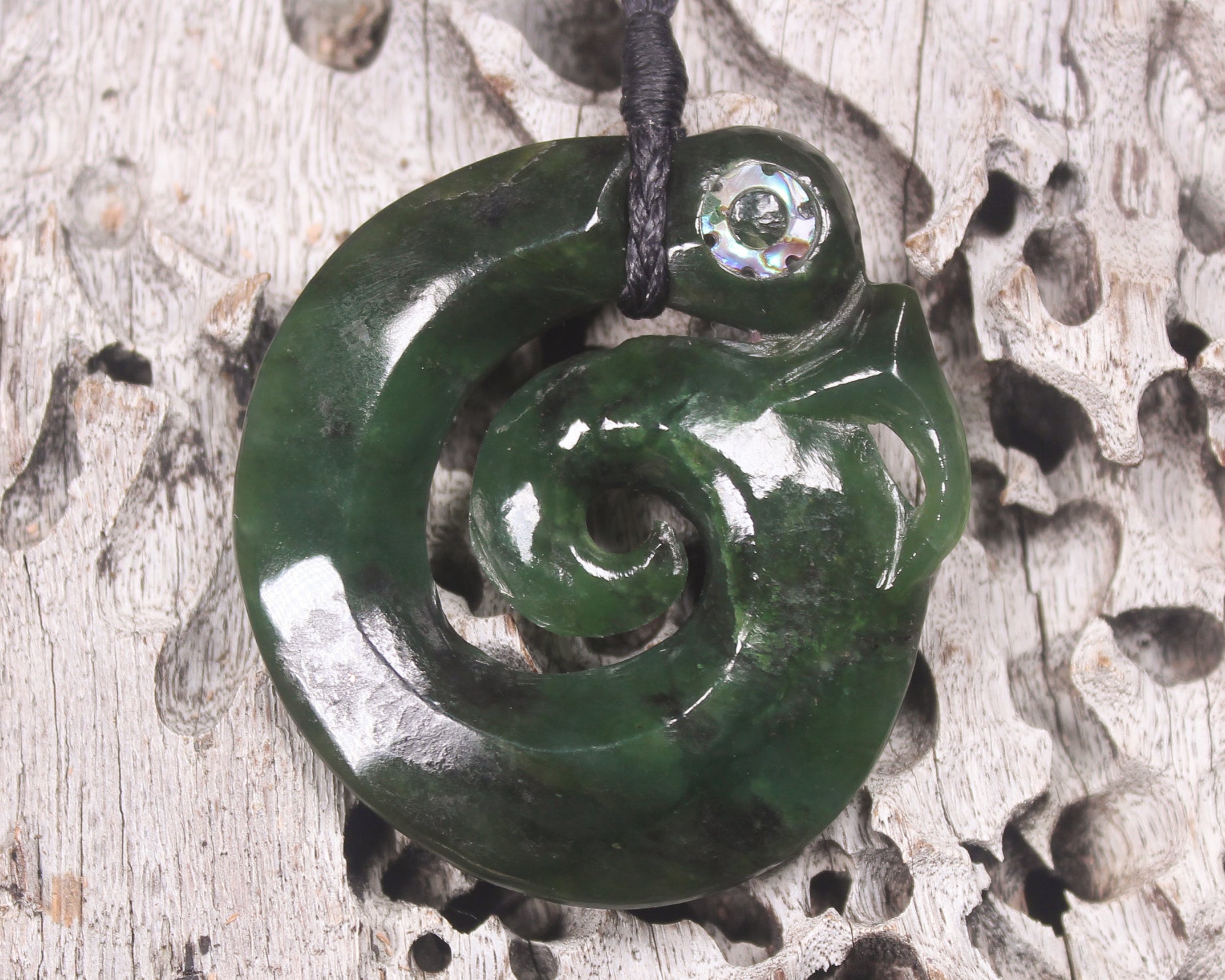 Koropepe carved from Kawakawa Pounamu - NZ Greenstone