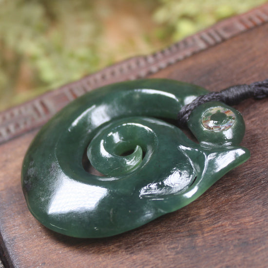 Koropepe carved from Kawakawa Pounamu - NZ Greenstone