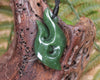 Hei Matau or Fish Hook carved from Hapopo Pounamu - NZ Greenstone