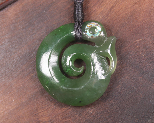 Koropepe carved from Hapopo Pounamu - NZ Greenstone
