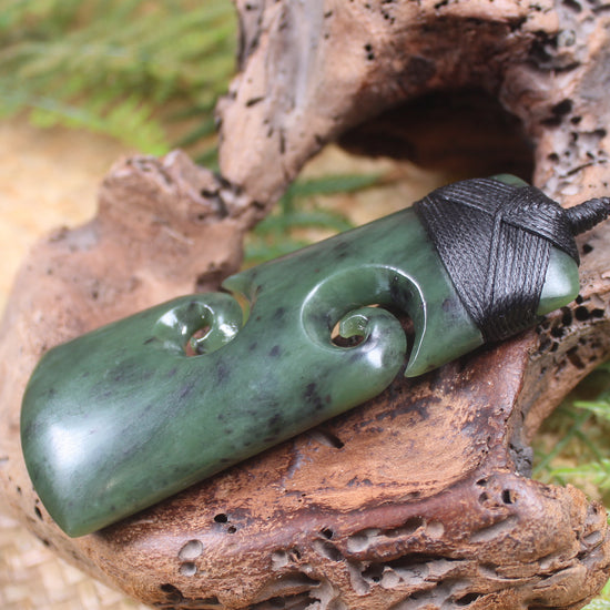 Toki or Adze with Koru carved from Hapopo Pounamu - NZ Greenstone