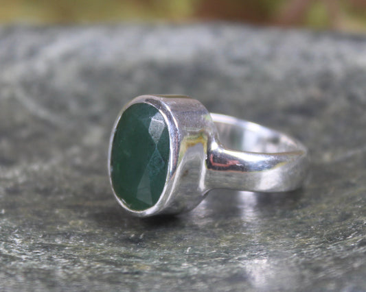 Sterling Silver Kawakawa Pounamu Ring - NZ Greenstone
