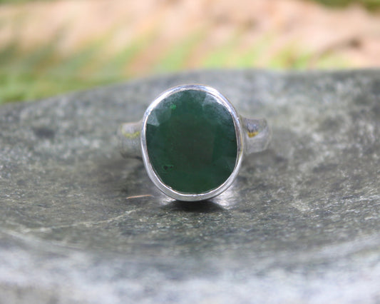 Sterling Silver Hapopo Pounamu Ring - NZ Greenstone