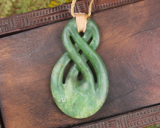 Twist Pendant carved from Kawakawa Pounamu - NZ Greenstone