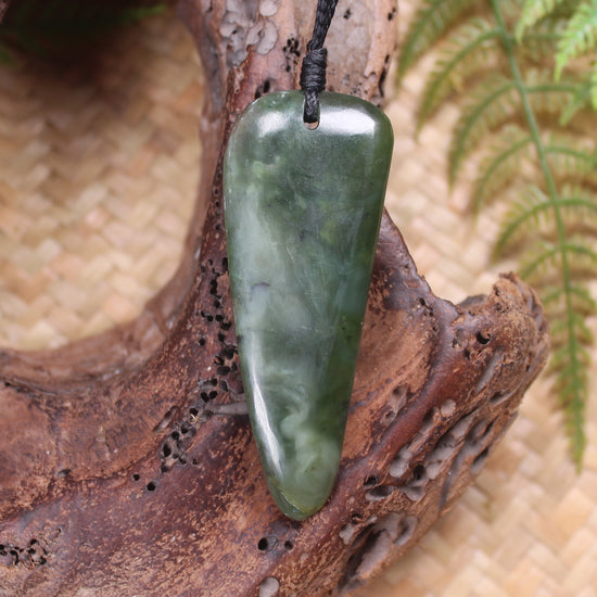 Taniwha Tooth or Niho carved from Hapopo Pounamu - NZ Greenstone