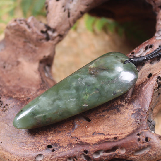 Taniwha Tooth or Niho carved from Hapopo Pounamu - NZ Greenstone
