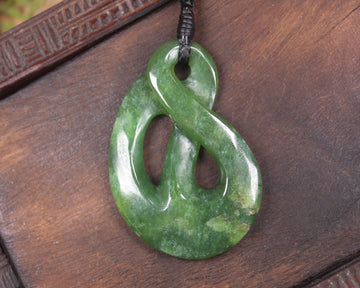 Twist Pendant carved from Kawakawa Pounamu - NZ Greenstone