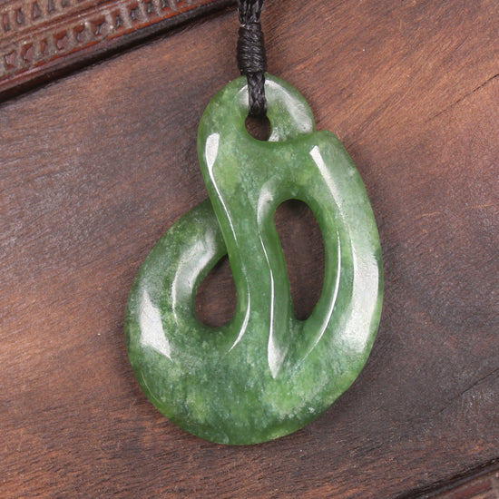 Twist Pendant carved from Kawakawa Pounamu - NZ Greenstone