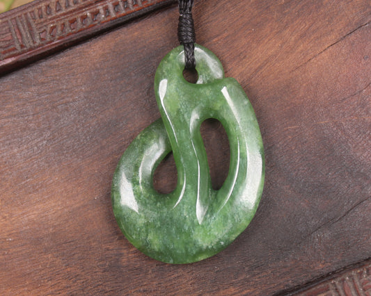 Twist Pendant carved from Kawakawa Pounamu - NZ Greenstone