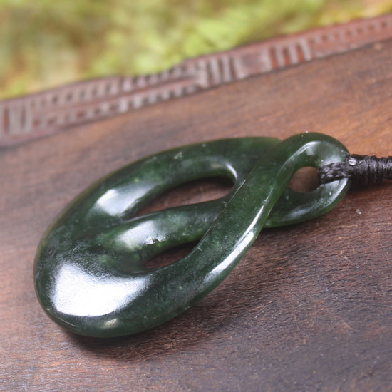 Twist Pendant carved from Kawakawa Pounamu - NZ Greenstone