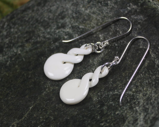 Twist Earrings carved from beef bone