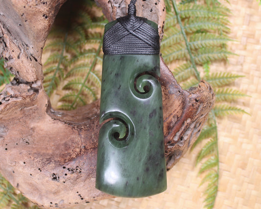 Toki or Adze with Koru Pendant carved from Rimu Pounamu - NZ Greenstone