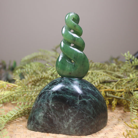 Twist Sculpture carved from Hapopo Pounamu - NZ Greenstone