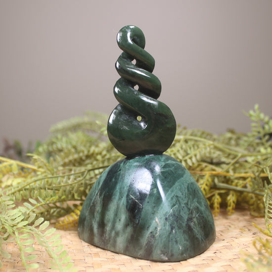 Twist Sculpture carved from Rimu Pounamu - NZ Greenstone