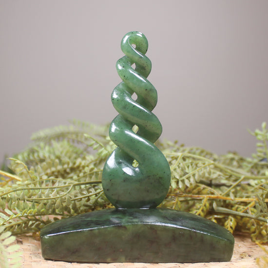 Twist Sculpture carved from Hapopo Pounamu - NZ Greenstone