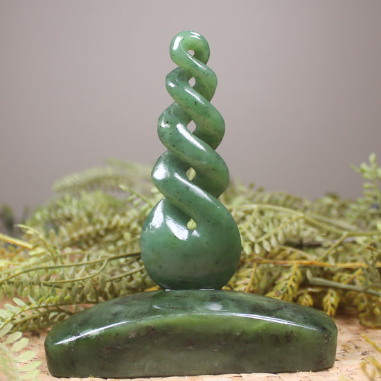 Twist Sculpture carved from Hapopo Pounamu - NZ Greenstone