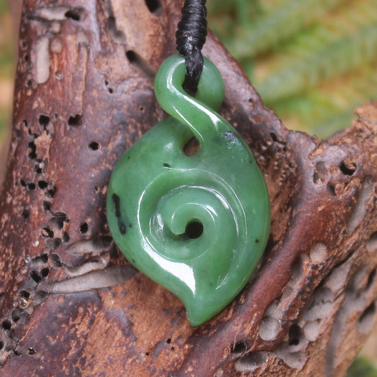 Koru Twist carved from Hapopo  Pounamu - NZ Greenstone